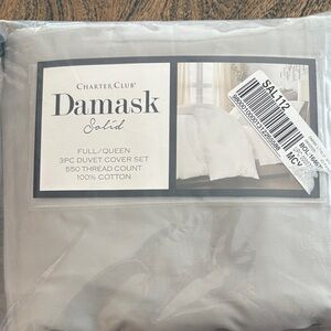 Charter Club Damask Solid Silver Duvet Cover Set